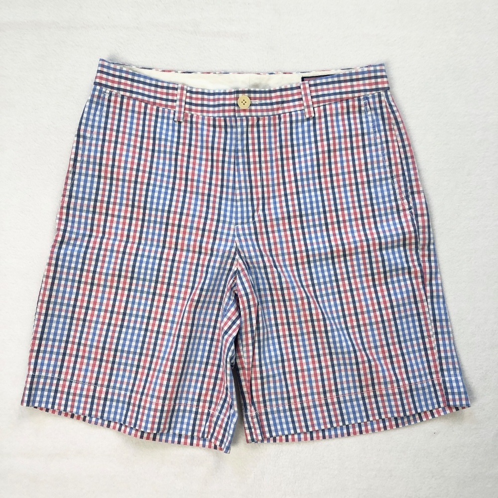 Vineyard Vines Gingham Check Plaid Pink Blue Shorts - Size 32